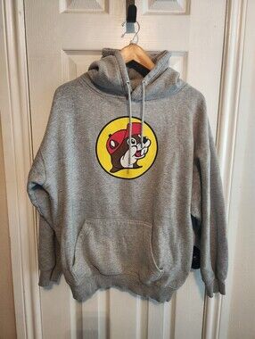 Buc-ees Pullover Hoodie Adult Size Large Drawstring Gray